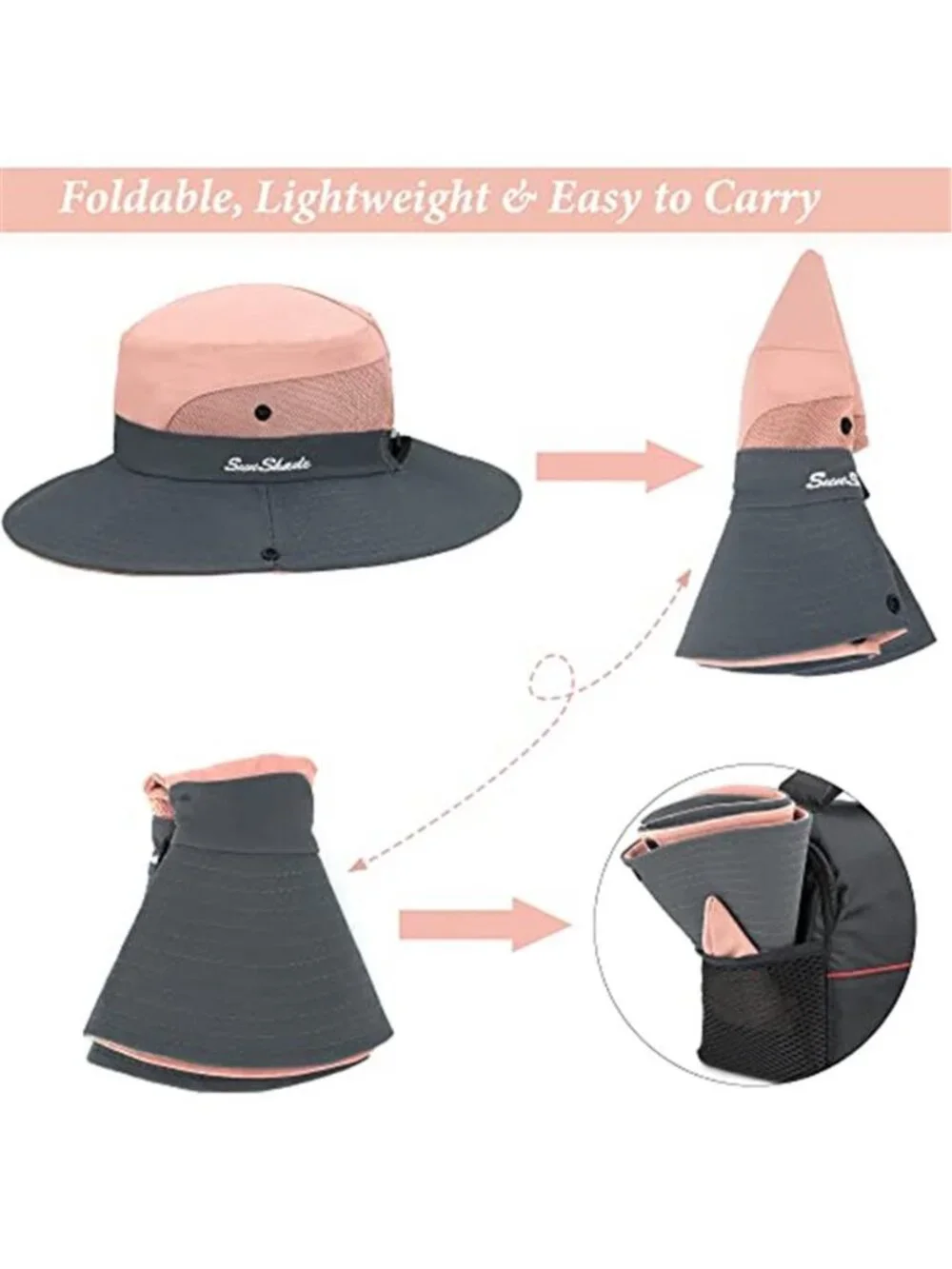 Sun Hat for Women Summer UV Protection Beach Hat Wide Brim Mesh Fishing